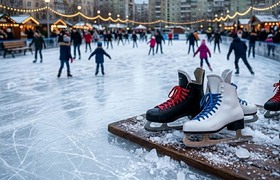 Каток в парке «Швейцария» в Нижнем Новгороде за...