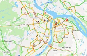 Снежный циклон вызвал пробки в Нижнем Новгороде